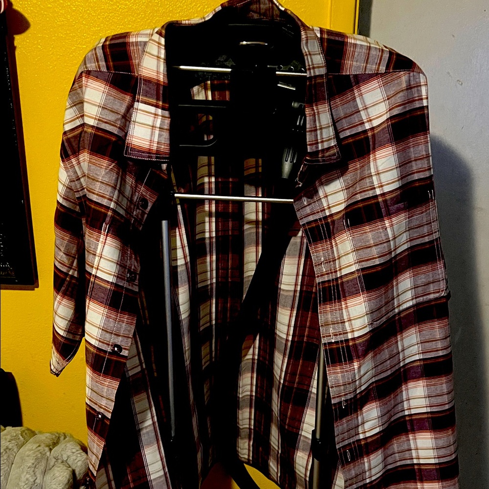 Sean John Purple and Gray Plaid Shirt